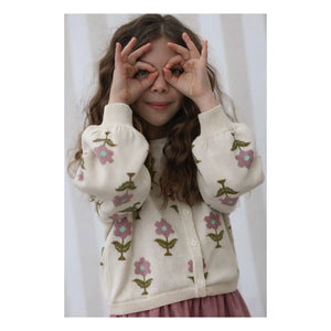 Lililotte - Cardigan Carla Fleurs Bio-Baumwolle | Creme