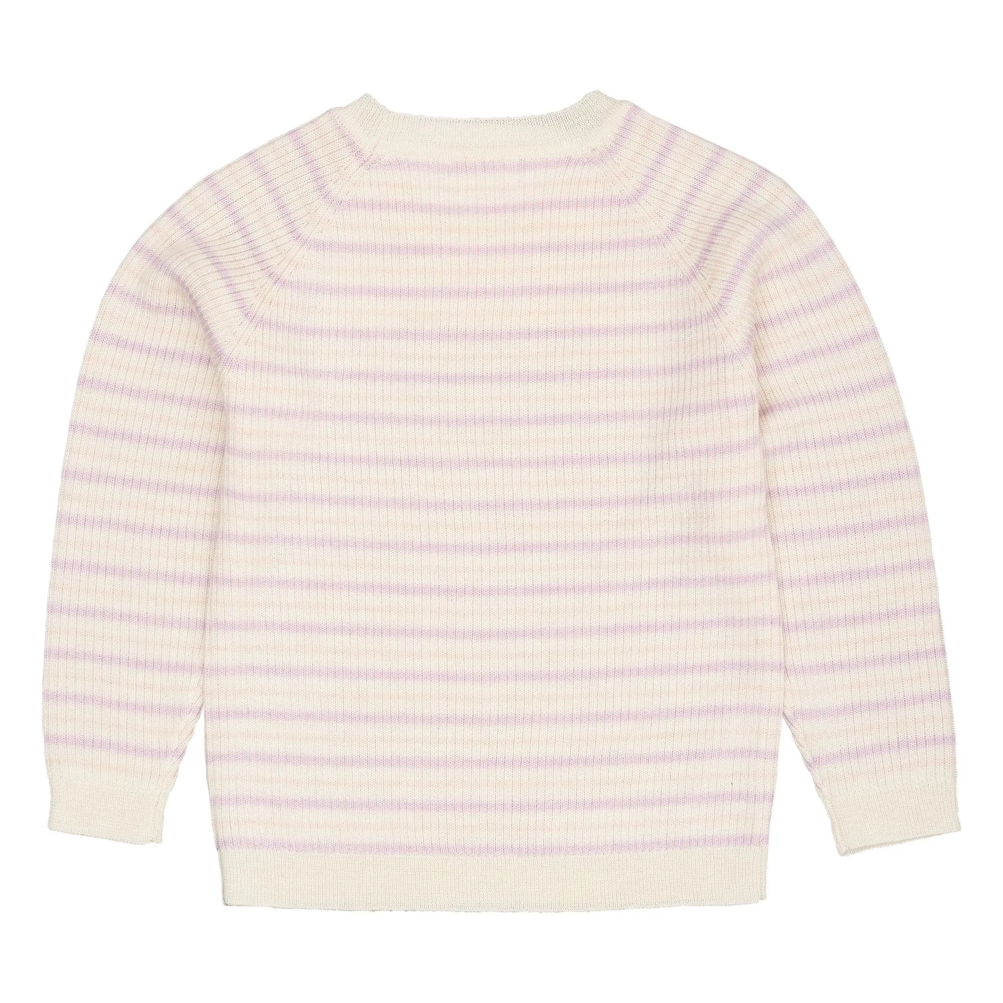 Copenhagen Colors - Gestreifter Rippstrick-Pullover Merinowolle | Flieder