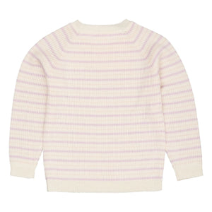 Copenhagen Colors - Gestreifter Rippstrick-Pullover Merinowolle | Flieder