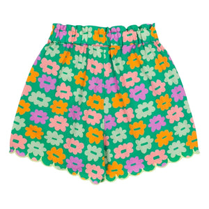 Jelly Mallow - Seersucker-Shorts mit grünem Blumenmuster