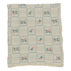 Bebe Organic - Bio-Baumwoll-Waffeldecke mit Blumenmuster | Ecru