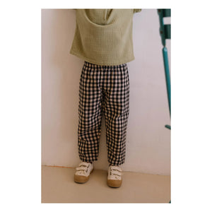 Studio Bohème - Cousin Vichy Hose aus Bio-Baumwollgaze | Schwarz