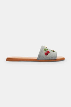 Coach düz tabanlı kadın pamuklu Holly Denim Cherries Sandalet