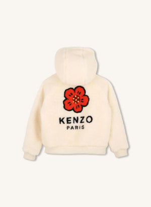 Kenzo - Woll-Sweatshirt mit Blumenmotiv und Reißverschluss | Weiß