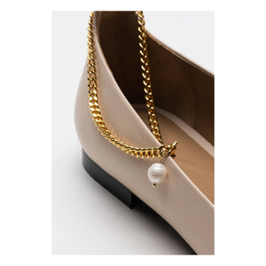 Lachoix - Nude Leder-Ballerinas