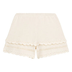 Louise Misha - Mekylane Netzshorts mit Lochmuster | Creme