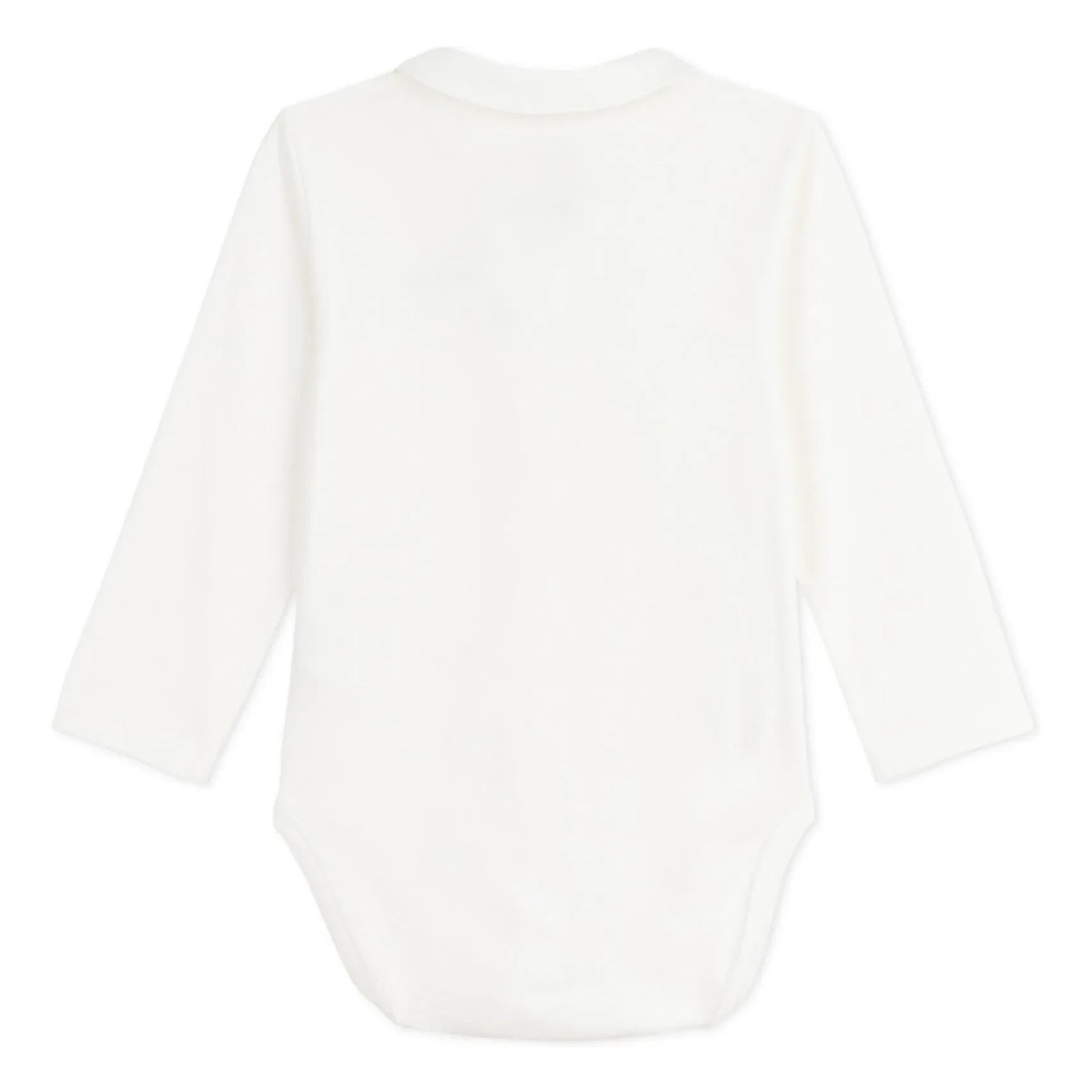 Petit Bateau - Bio-Baumwoll-Body mit Blumenstickerei am Kragen | Weiß