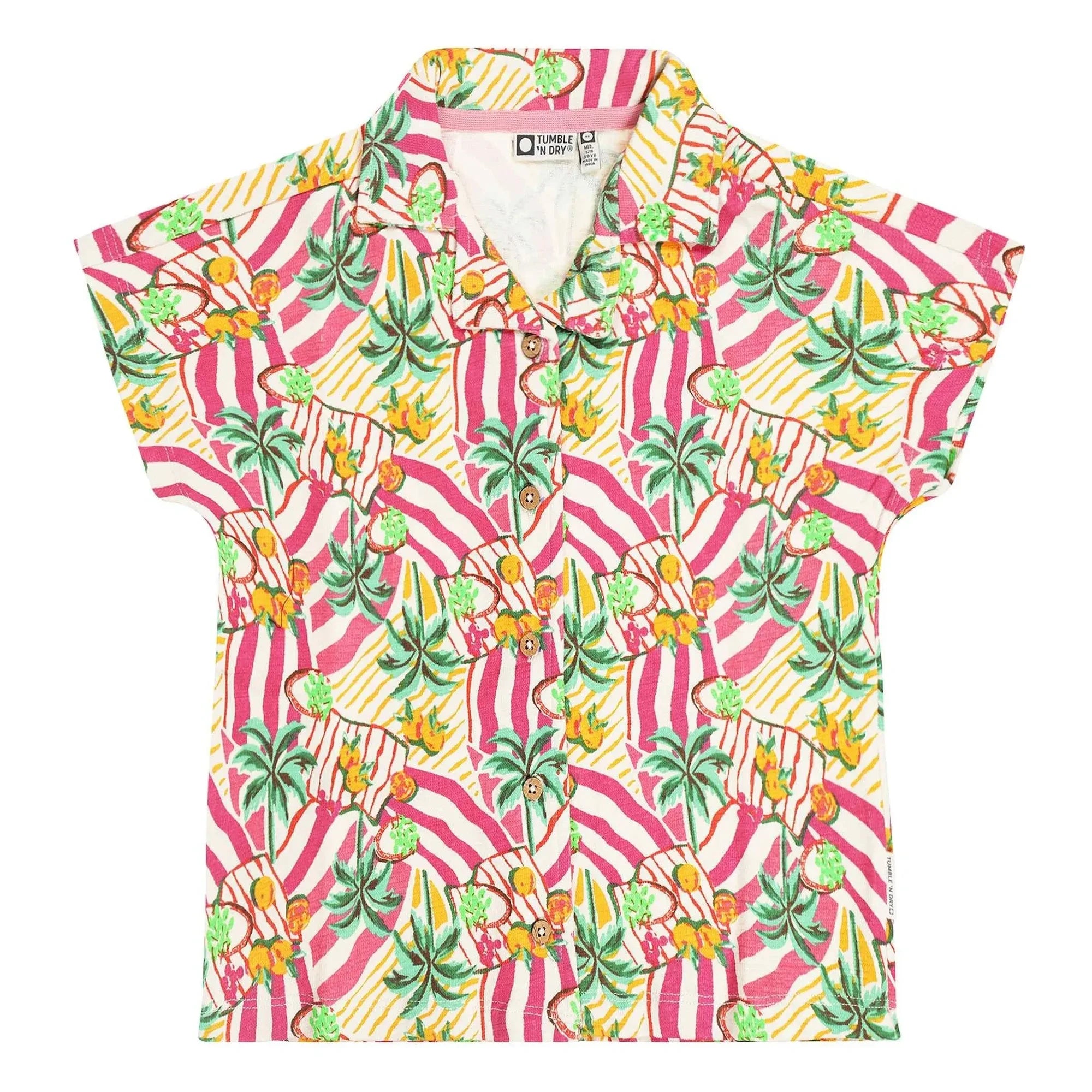 Tumble N'Dry – Vitoria Palm Bio-Baumwollhemd | Rosa
