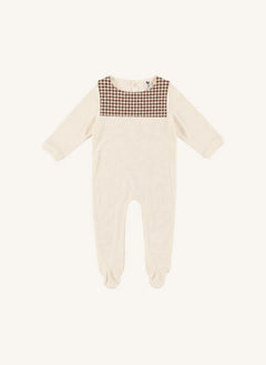 Risu Risu - Organik Pamuklu Ekose Denizci Pijama | Ecru