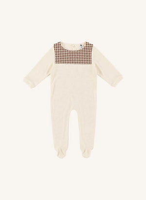 Risu Risu - Organik Pamuklu Ekose Denizci Pijama | Ecru