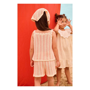 Louise Misha - Mekylane Gestreifte Shorts mit Ajourmuster | Rosa