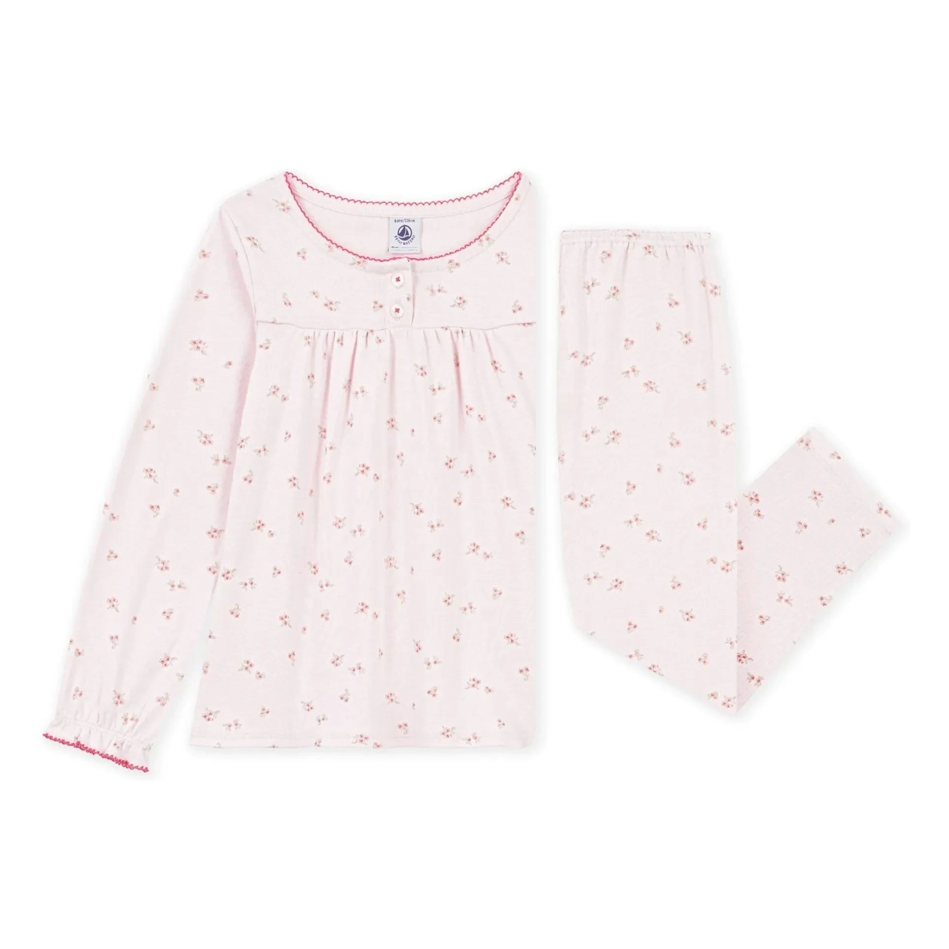 Petit Bateau - Organik pamuklu çiçek desenli pijama | Pembe
