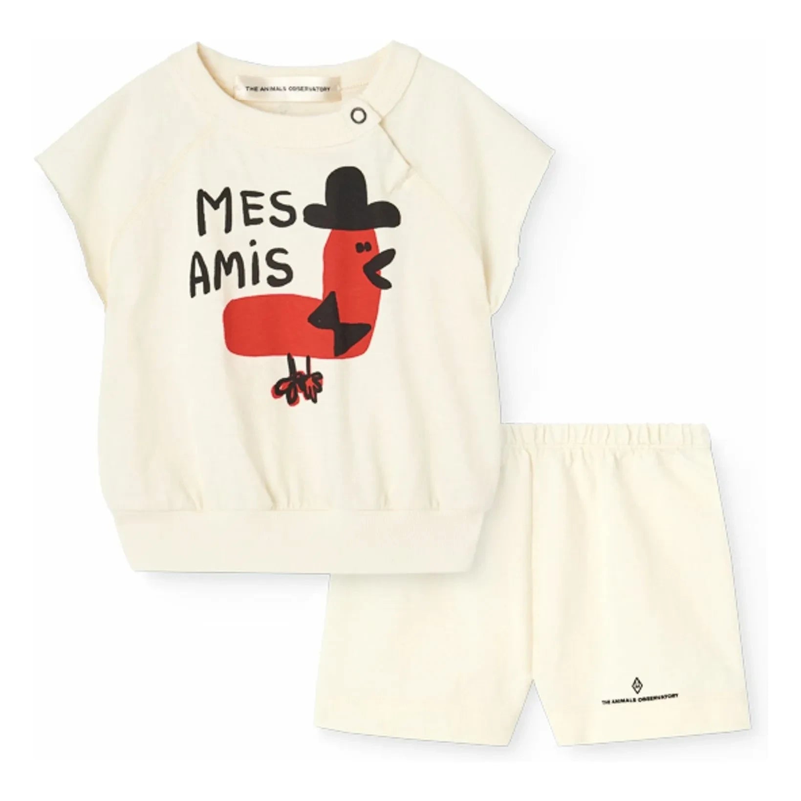 The Animals Observatory - Mes Amis Bio-Baumwoll-Alpaka-Oberteil und Shorts Set | Weiß