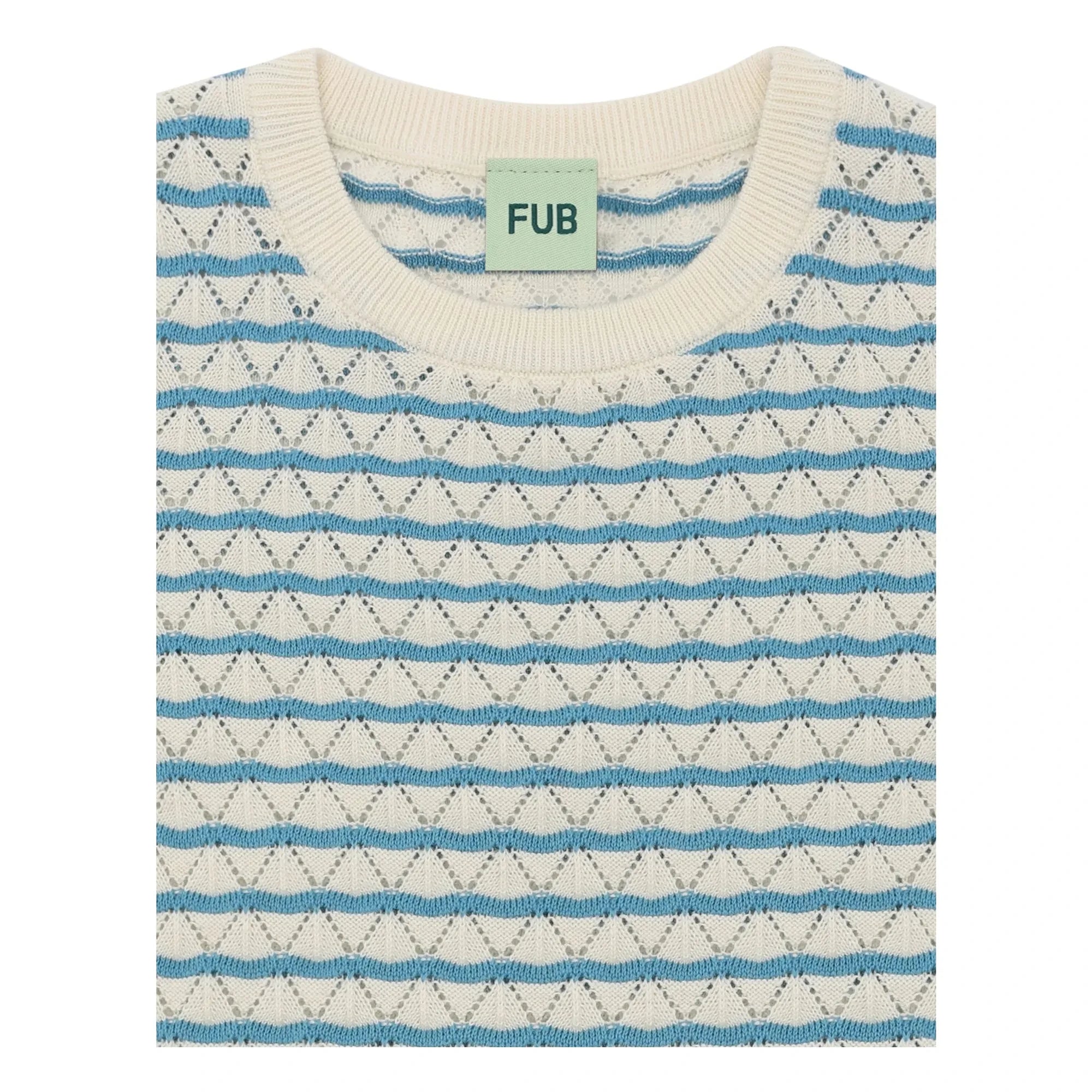 FUB - Pointelle T-Shirt aus Bio-Baumwolle | Azurblau