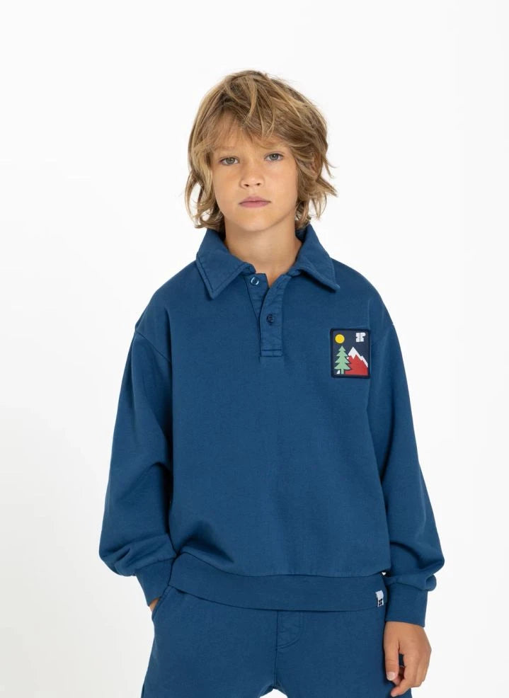 Hundred Pieces - Phoenix Mountain Organisch Baumwoll Sweatshirt | Grau Blau