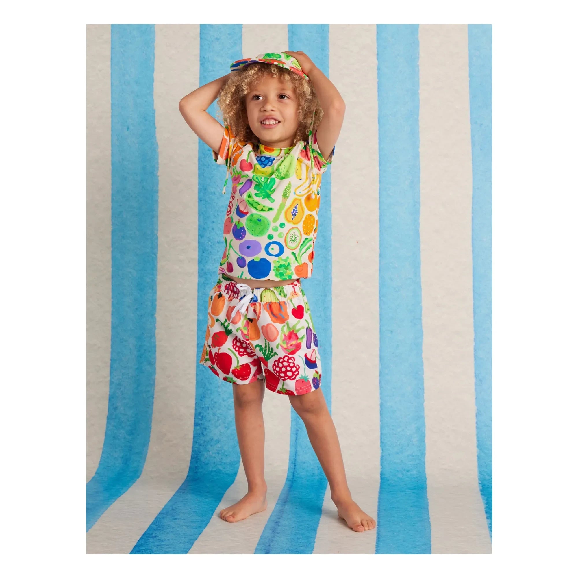 Halcyon Nights - Früchte Recyceltes Faser UV-Schutz Badeshirt | Ecru