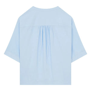 Pomandère - Kurzärmelige Bluse aus Baumwollpopeline | Hellblau