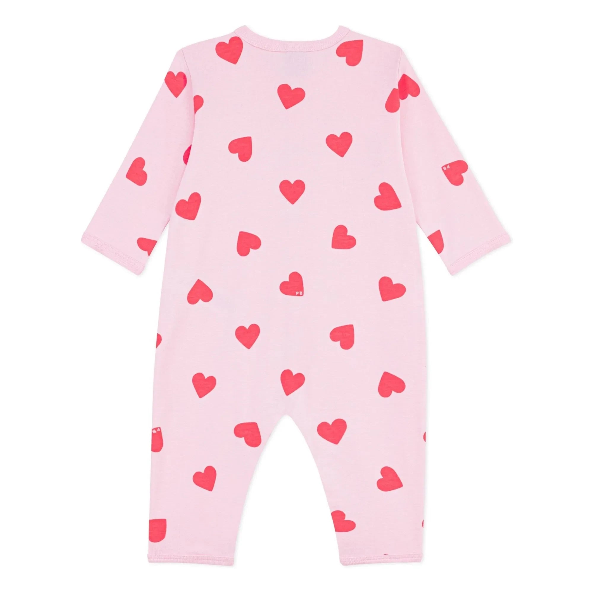 Petit Bateau - Fußloser Schlafanzug mit Herzmuster | Rosa