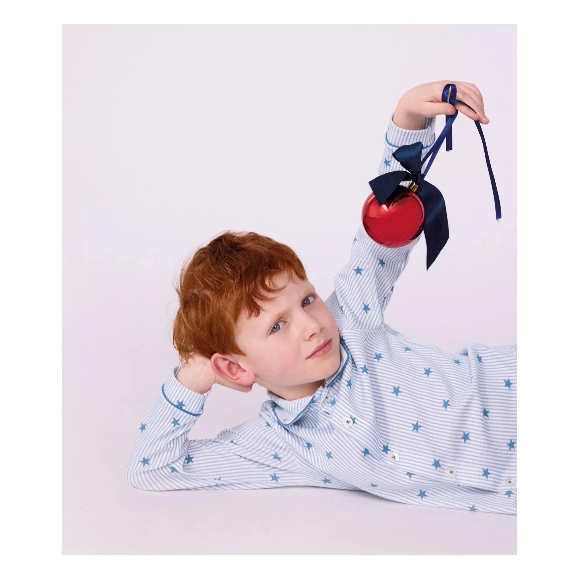 Petit Bateau - Çizgili Yıldızlı Organik Pamuk Pijama Gömleği | Mavi