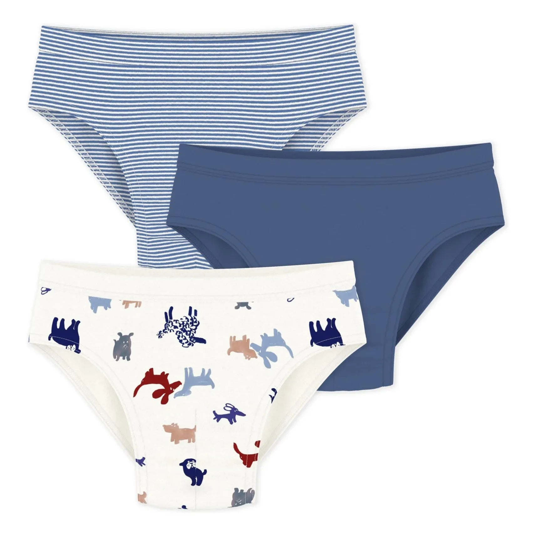 Petit Bateau - 3er-Pack Slips mit Hundemotiv | Blau