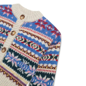 The New Society – Caia Jacquard-Babystrickjacke aus recycelten Fasern | Blau