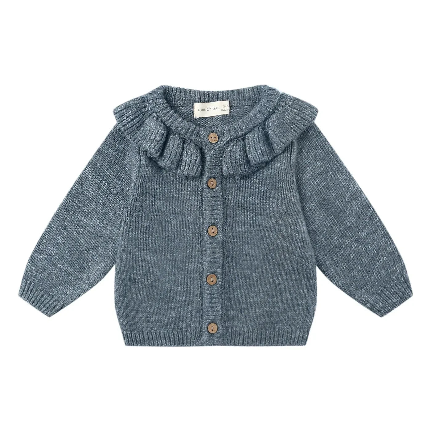 Quincy Mae - Bio-Strickjacke | Grau-Blau