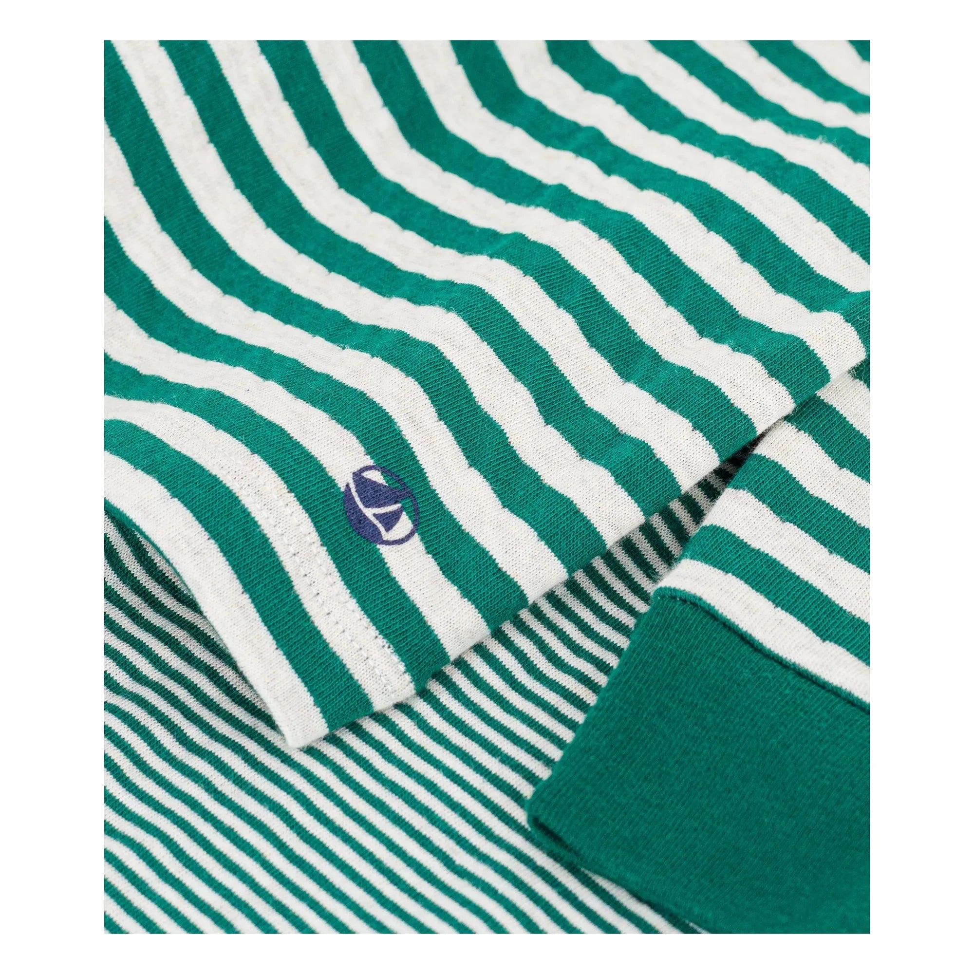 Petit Bateau - Çizgili organik pamuklu pijama | Yeşil