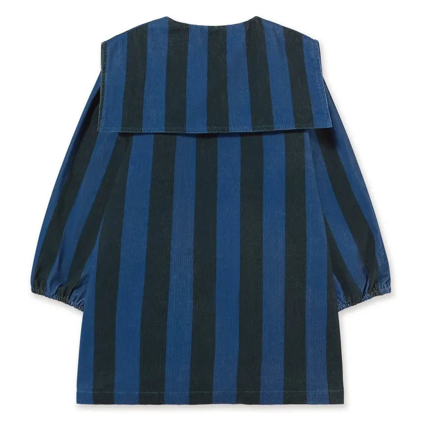 Tinycottons – Gestreiftes Cordkleid | Petrolblau