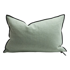 Maison de Vacances - Vice Versa Black Line Gewaschenes Leinenkissen | Salbei