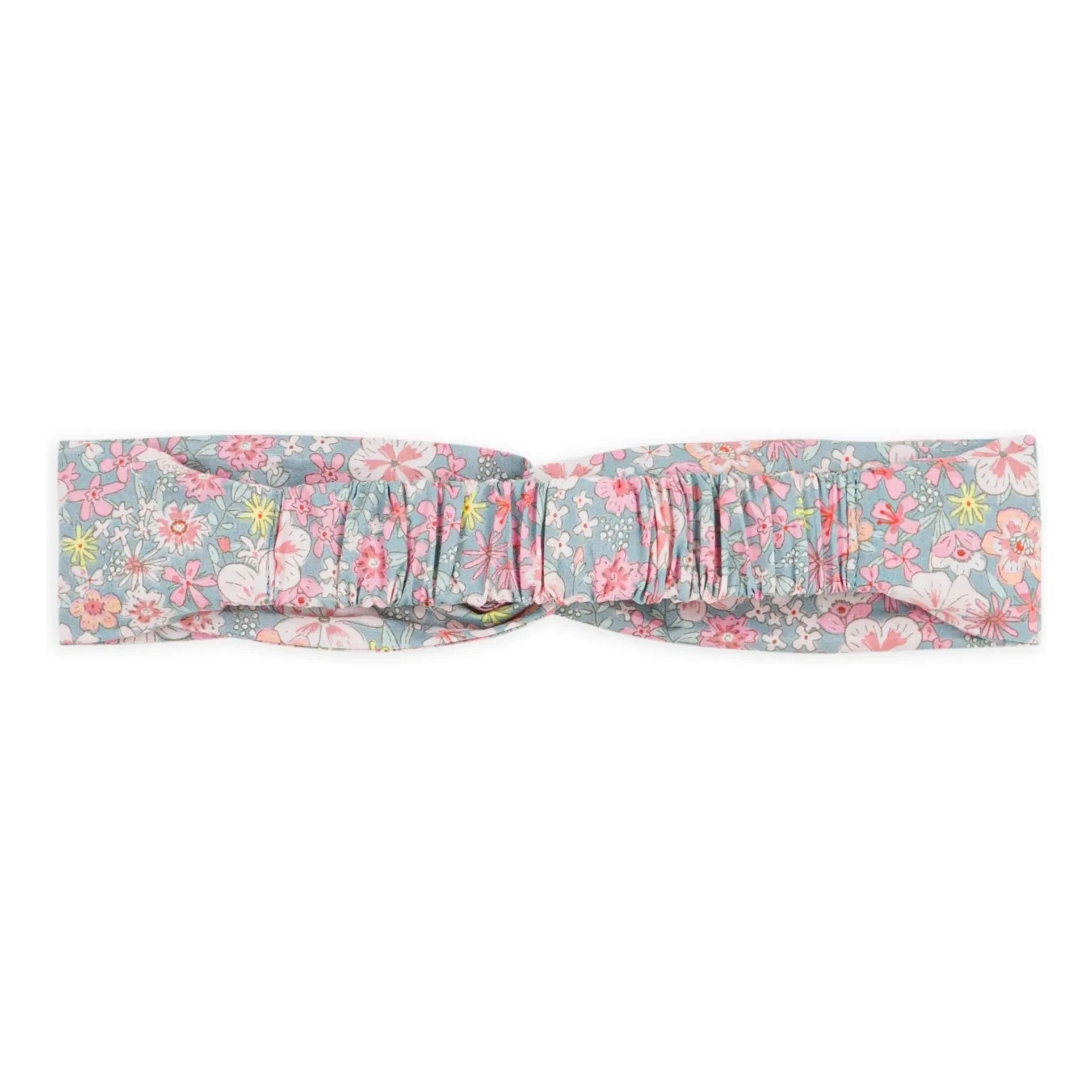 Petit Bateau - Haarband aus Bio-Baumwoll-Popeline mit Blumenmuster | Grau Blau
