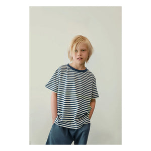 Gray Label - Oversize Gestreiftes Bio-Baumwoll-T-Shirt | Ice Blue