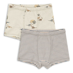 Konges Sløjd - 2er-Pack Dinosaurier Bio-Baumwoll-Boxershorts | Beige