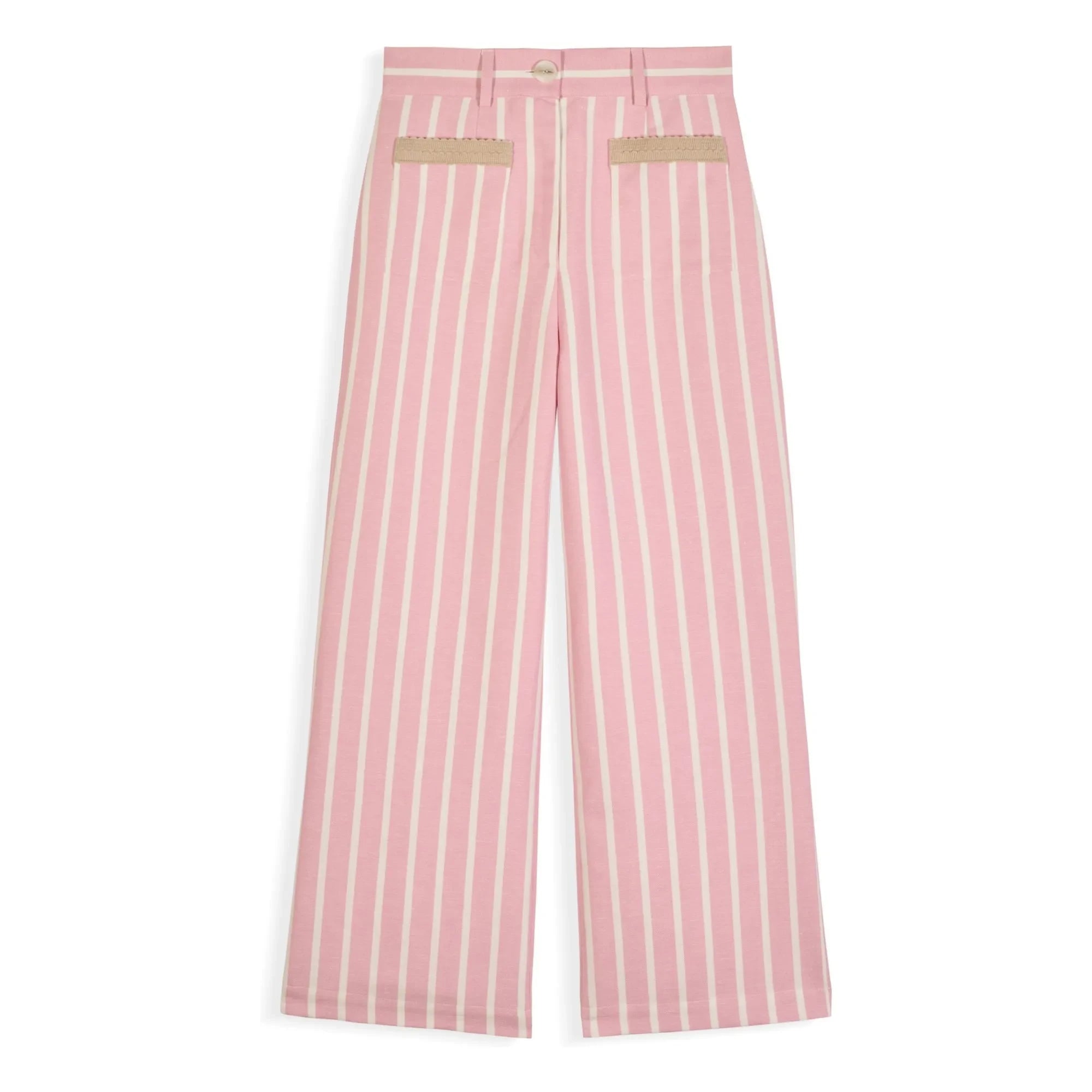 Maria de la Orden - Nizza Gestreifte Baumwollhose | Rosa