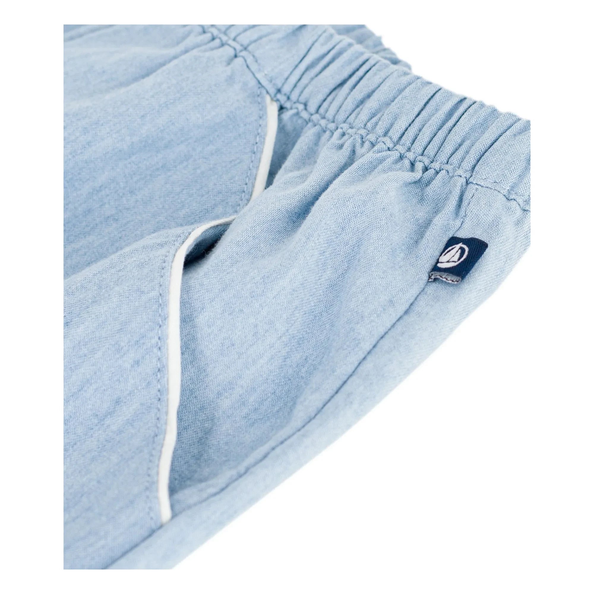 Petit Bateau - Shorts aus Bio-Baumwoll-Chambray mit Herzmuster | Hellblau