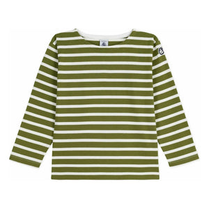 Petit Bateau - Logo Langarm-Marinière-T-Shirt Bio-Baumwolle | Grün