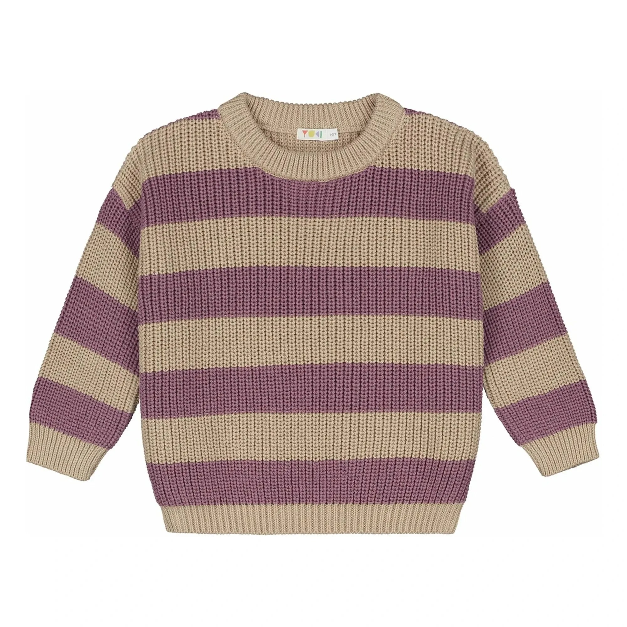 Yuki - Gestreifter Pullover aus Bio-Baumwolle | Sand