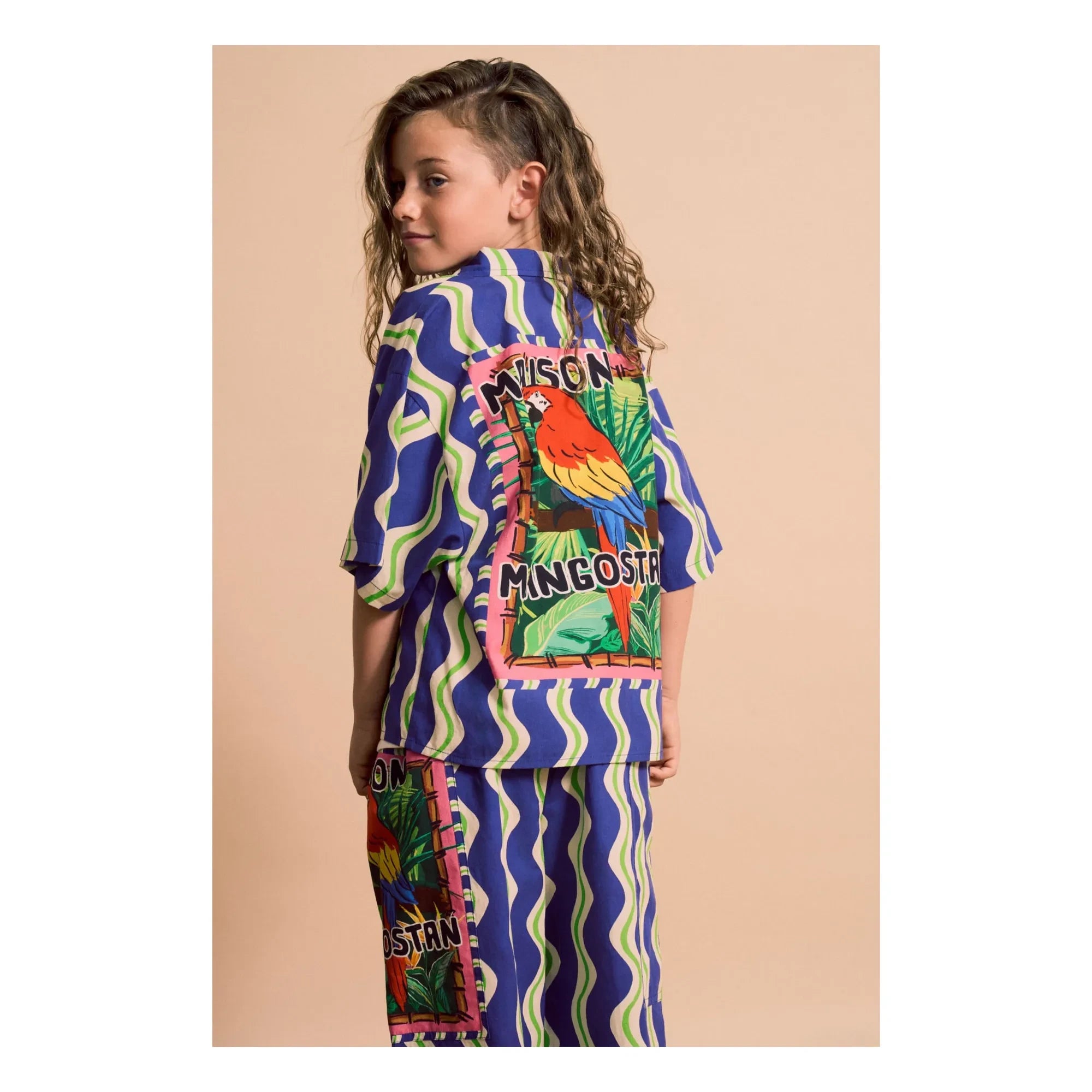 Maison Mangostan - Wave Parrot Hemd | Blau