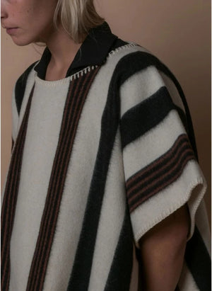 La Méricaine - Blackfeet Recycelte Wolle Lange Poncho | Ecru