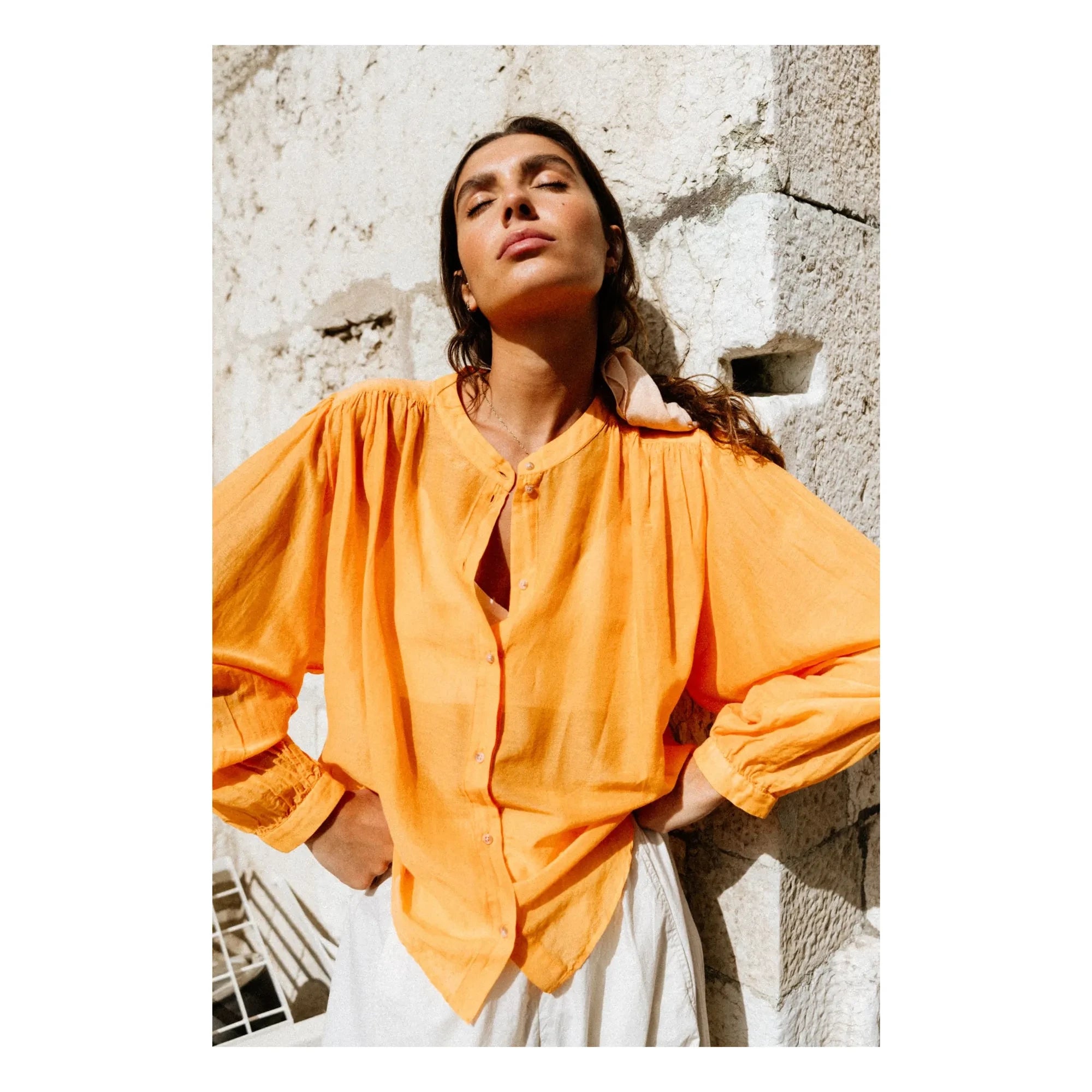 Sacrécoeur - Carla Aurora Poplin Bluse | Orange