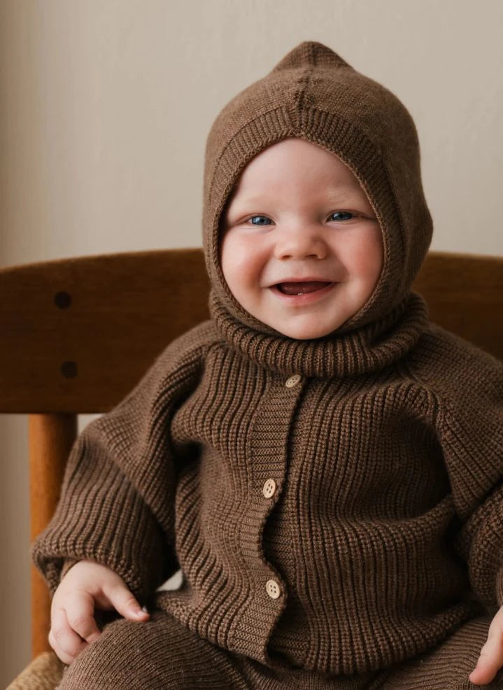 Hvid - Eddy Zwei-Farben-Merino-Woll-Balaklava | Mocha