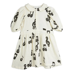 Mini Rodini - Dress Notes Musselin-Kleid aus Bio-Baumwolle | Weiß