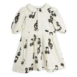 Mini Rodini - Dress Notes Musselin-Kleid aus Bio-Baumwolle | Weiß