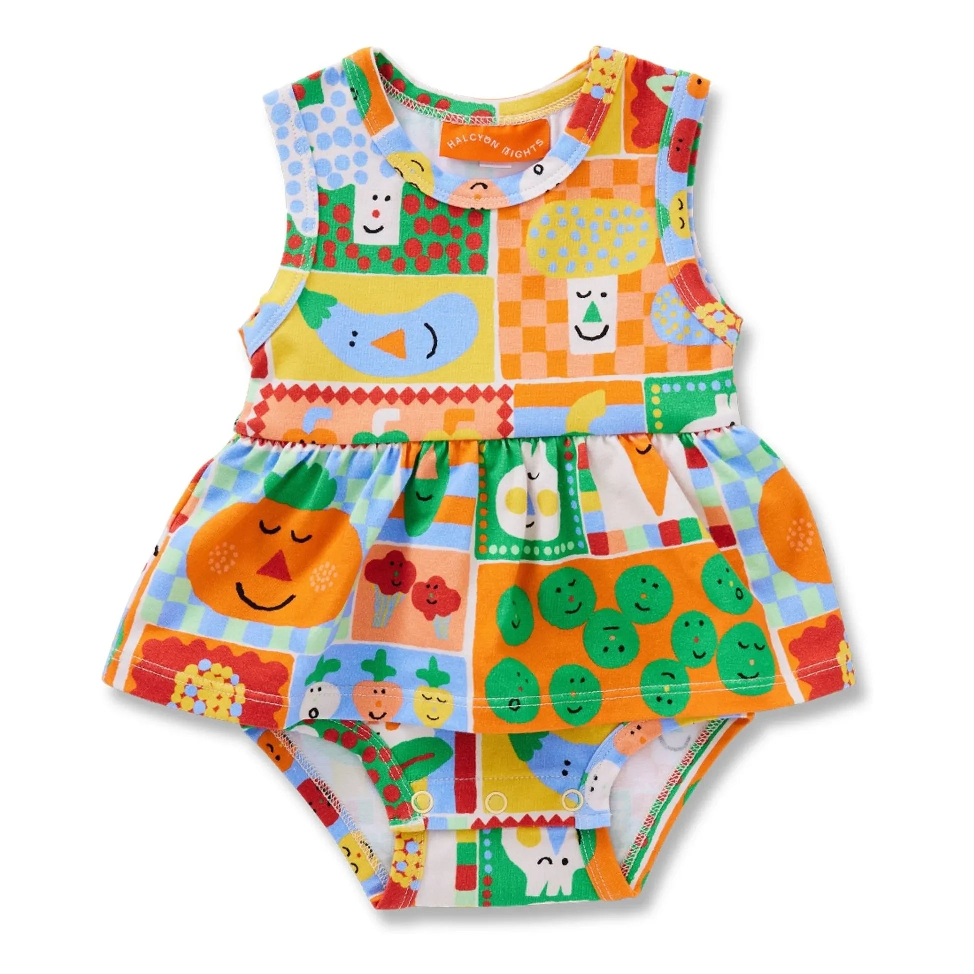 Halcyon Nights - Bio-Baumwollkleid mit Gemüse-Volants | Orange