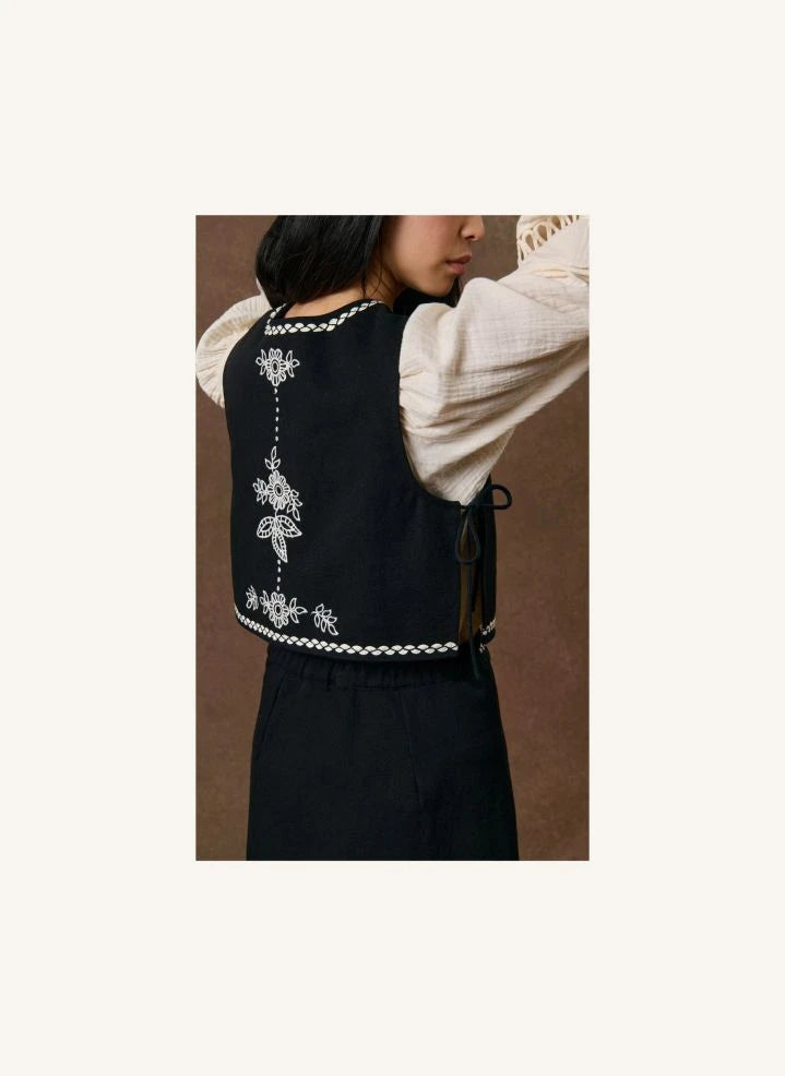 Louise Misha - Soniago Organisches Baumwoll-Top | Schwarz