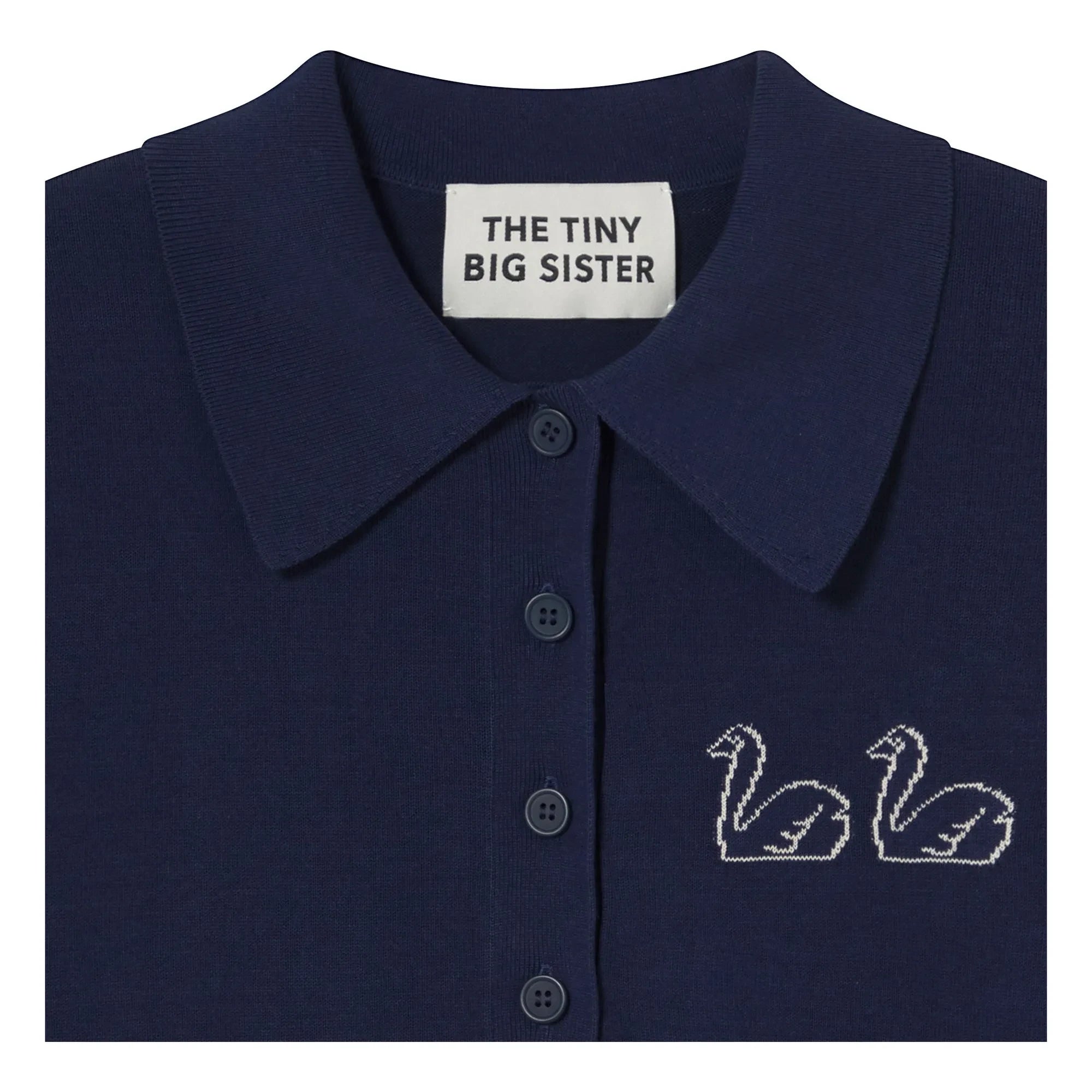 The Tiny Big Sister – Baumwoll-Schwan-Polohemd | Marineblau