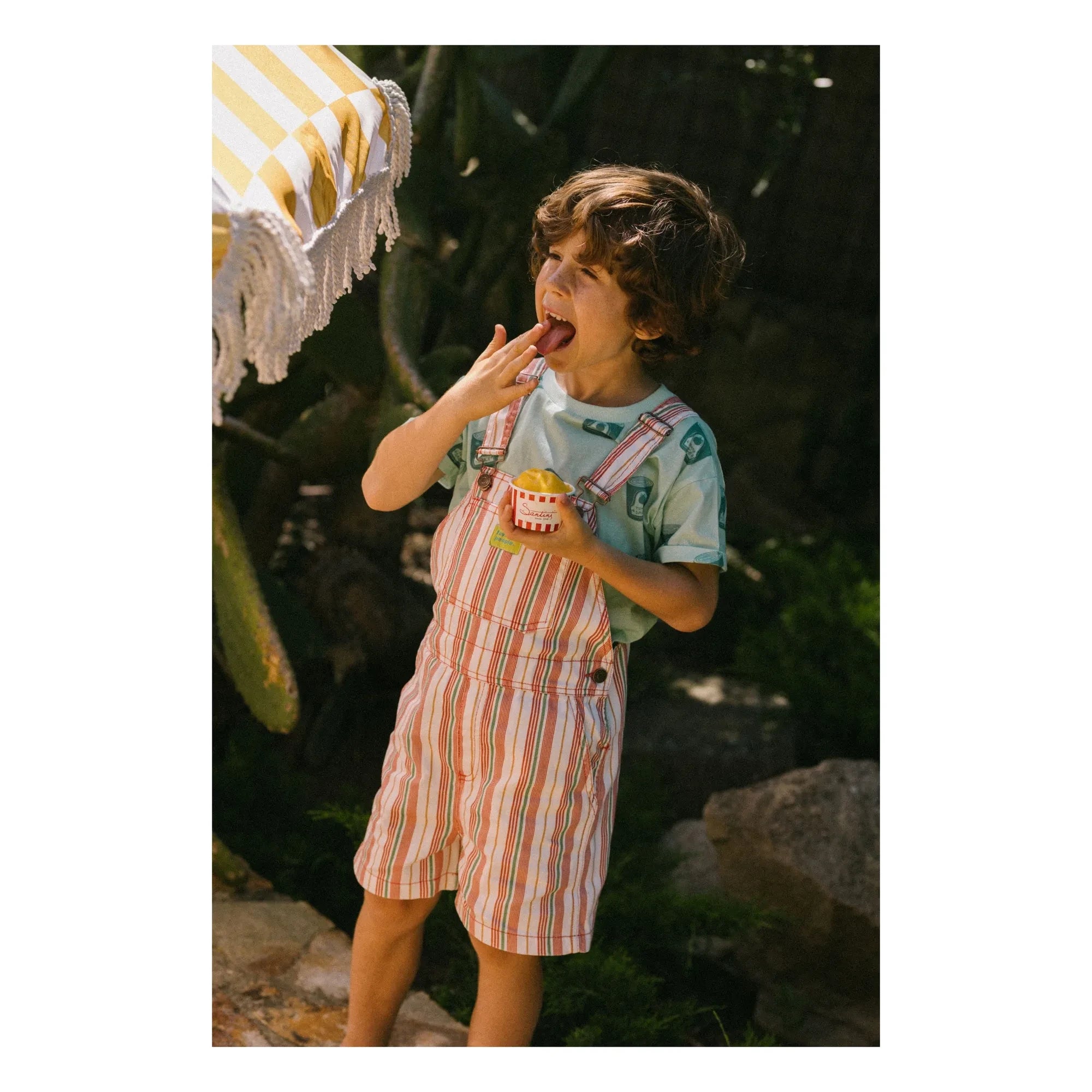 Favorite People - Lasagna Gestreifter Kurzer Overall | Rosa