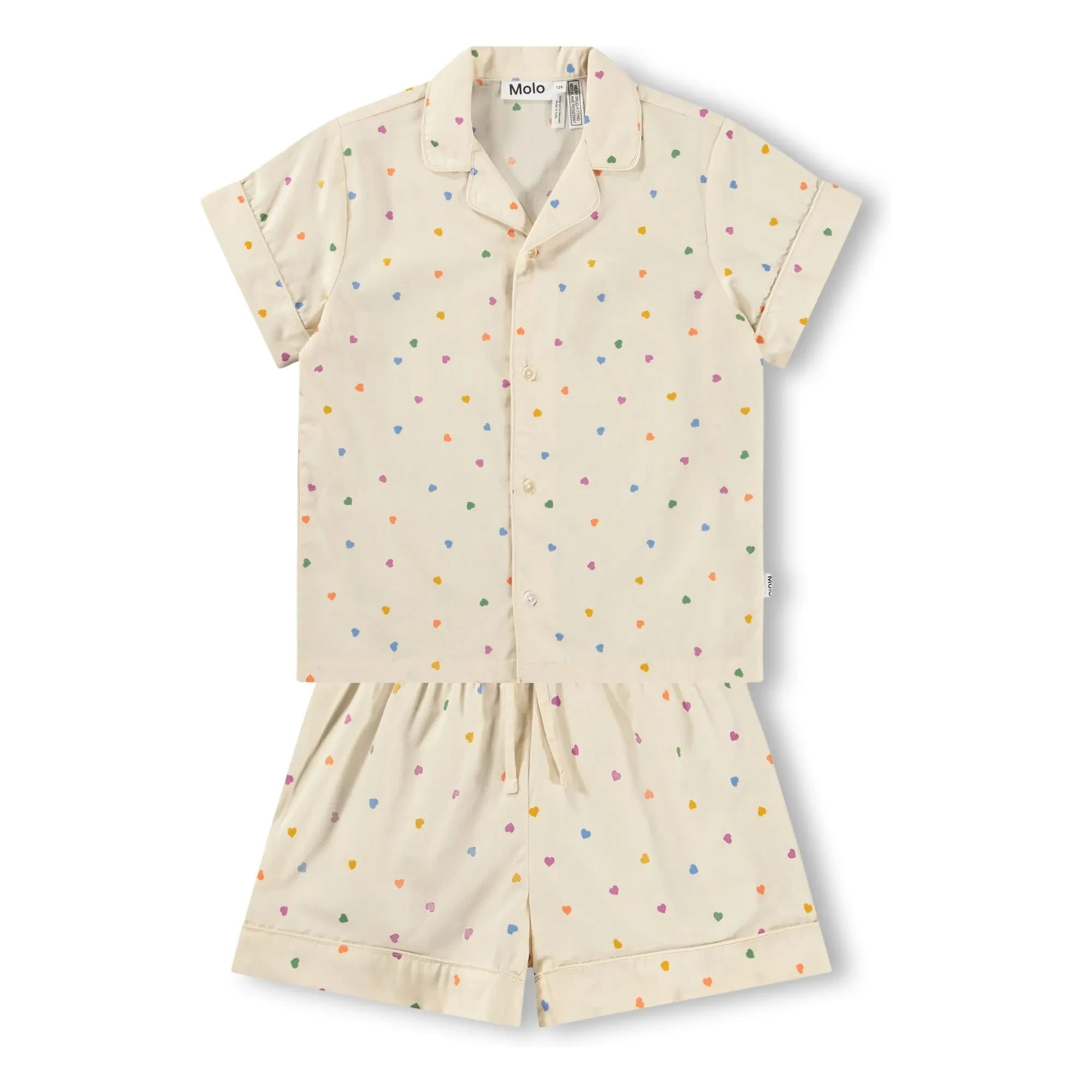 Molo - Lexi Hearts Bio-Baumwolle Kurzpyjama | Ecru