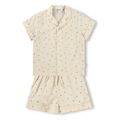 Molo - Lexi Hearts Bio-Baumwolle Kurzpyjama | Ecru