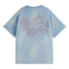 Scotch & Soda – T-Shirt aus gewaschener Bio-Baumwolle mit Artwork | Hellblau