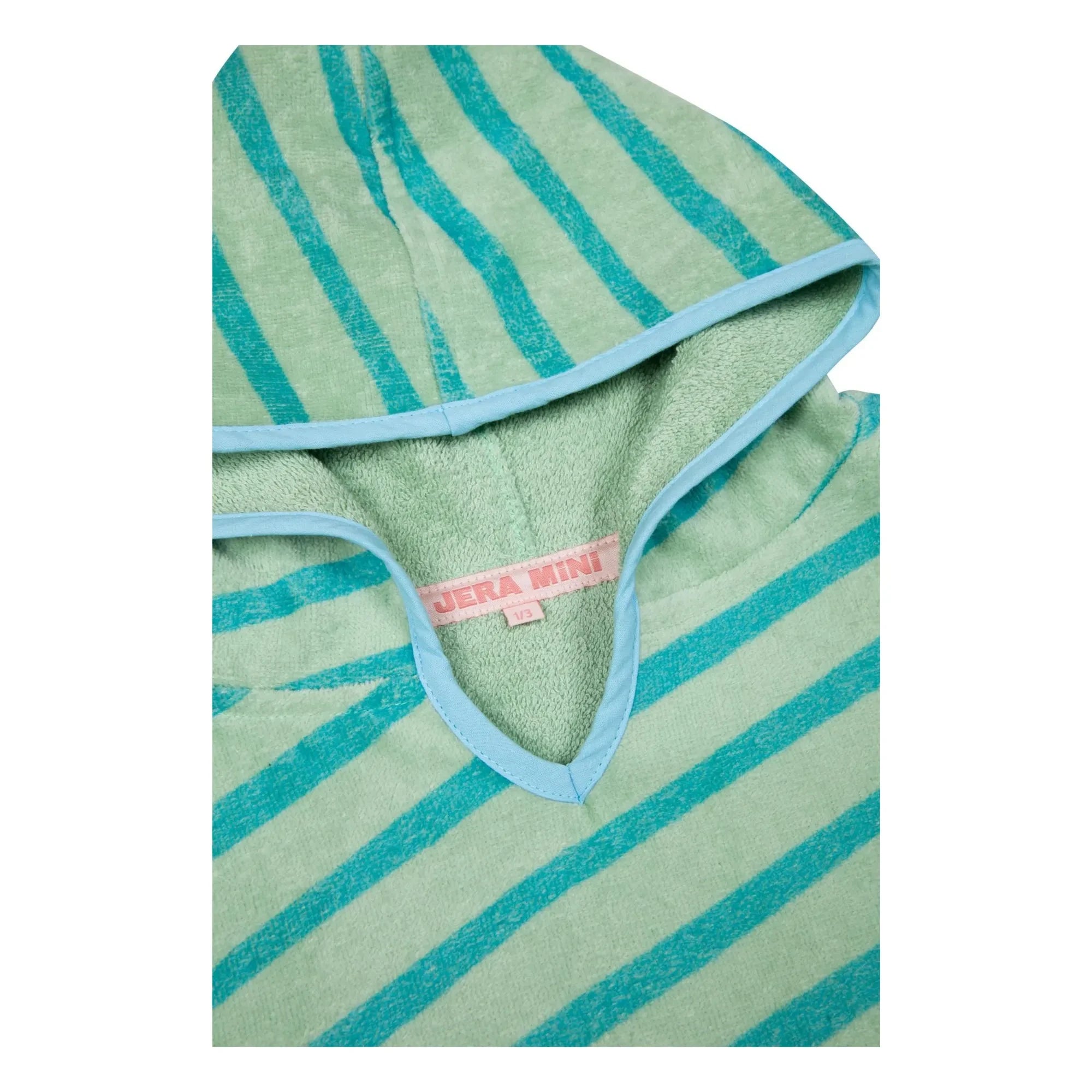 Jera Mini - Gestreifter Handtuch-Poncho | Grün